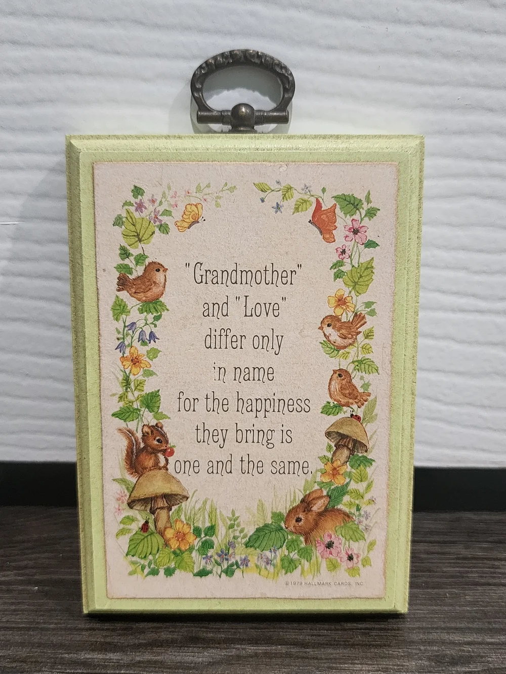 Vintage Hallmark Sentimental Grandmother Floral Woodland Plaque - 1979